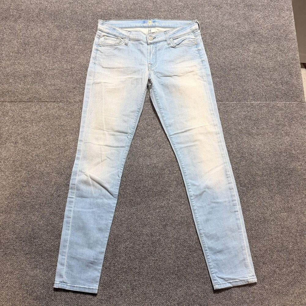 7 For All Mankind The Skinny Jeans Womens 27 Light Blue High Rise Stretch Denim